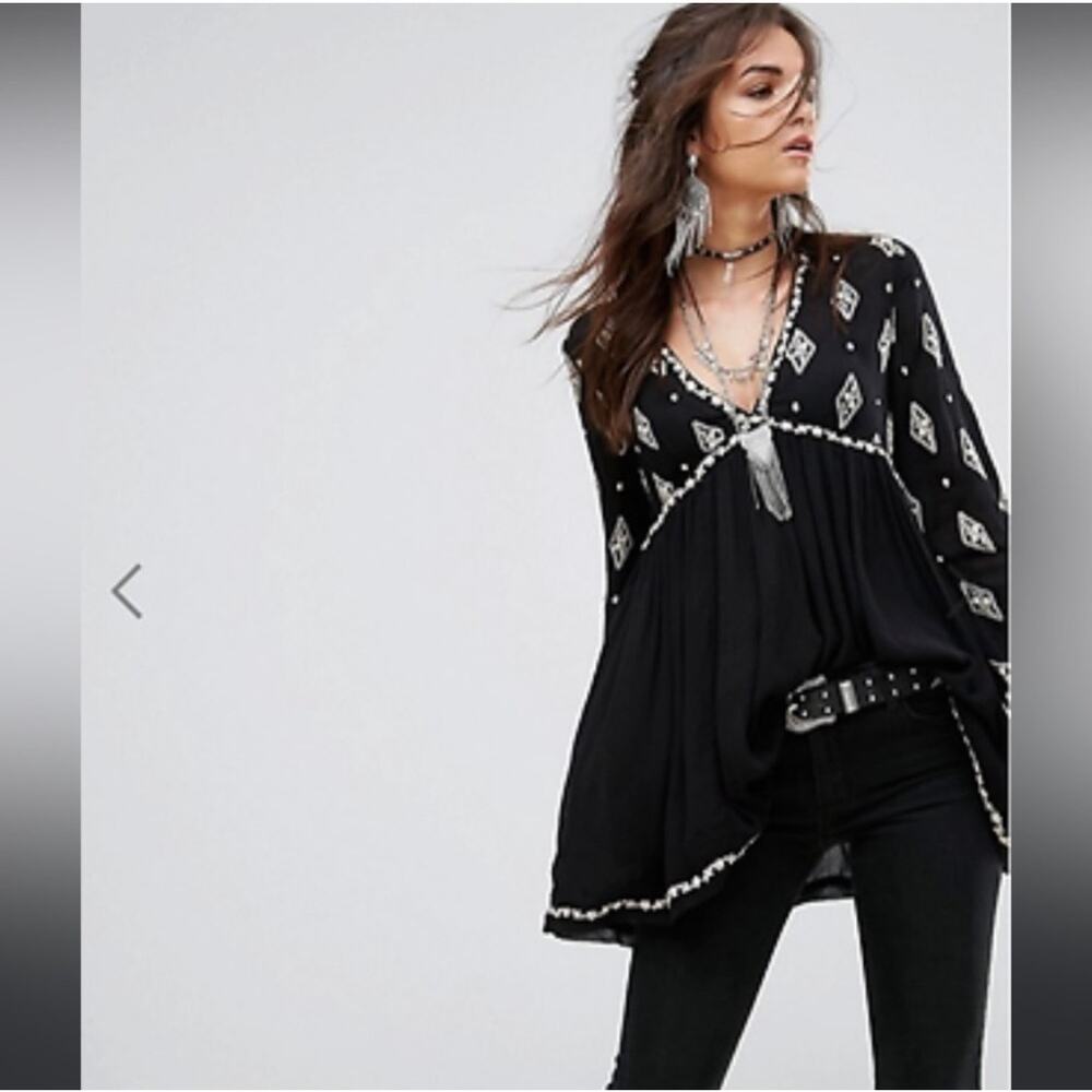 Free People Diamond Embroidered Tunic sz M